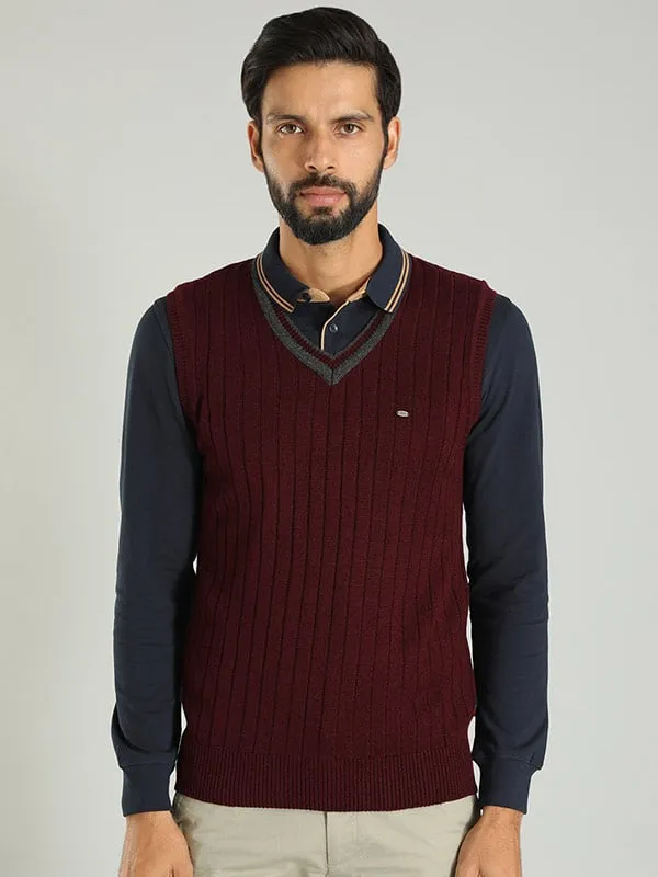 Men Solid Sleeveless Vest Sweater