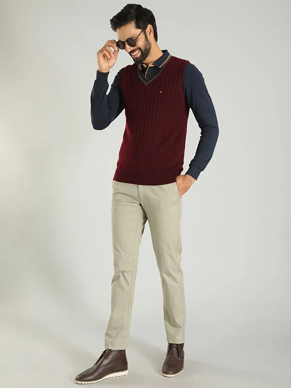 Men Solid Sleeveless Vest Sweater