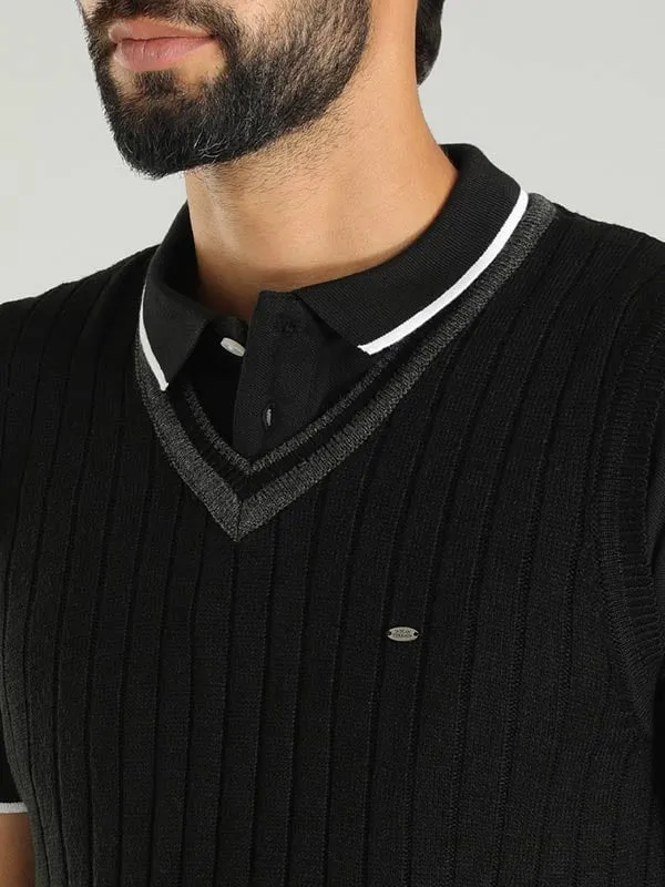 Men Solid Sleeveless Vest Sweater