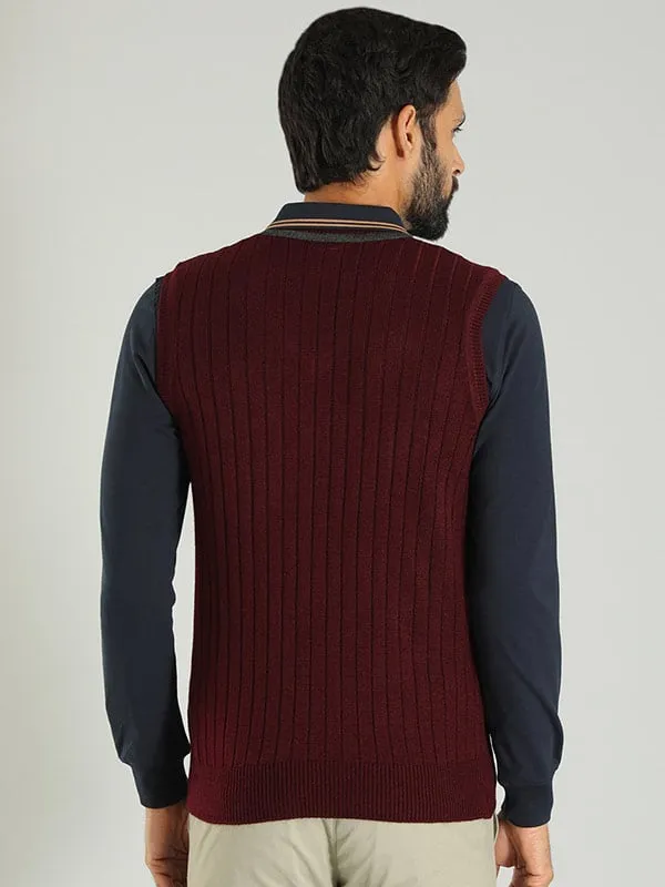 Men Solid Sleeveless Vest Sweater