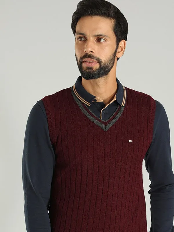 Men Solid Sleeveless Vest Sweater