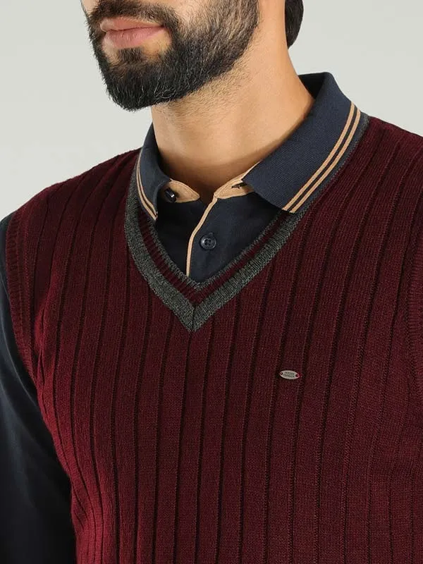 Men Solid Sleeveless Vest Sweater