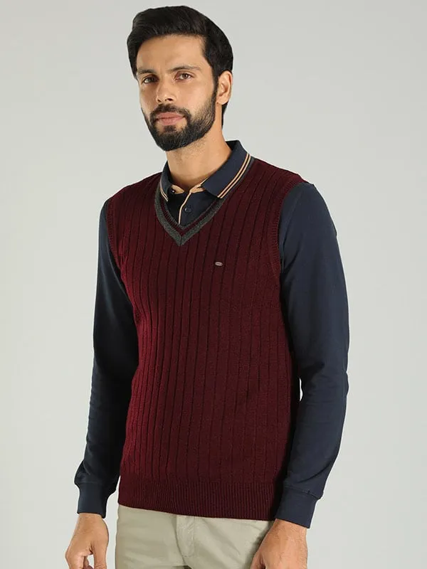 Men Solid Sleeveless Vest Sweater