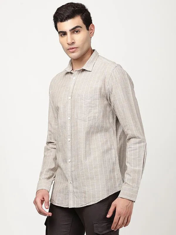 Men Striped Full Sleeve Cotton Blend Shirt