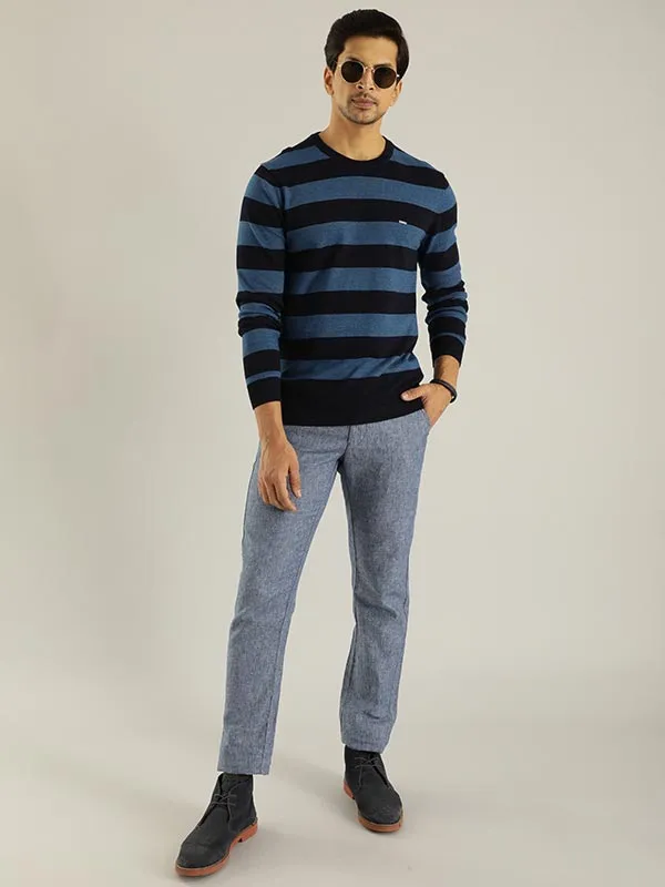 Men Striped Full Sleeve Crew Neck Sweater