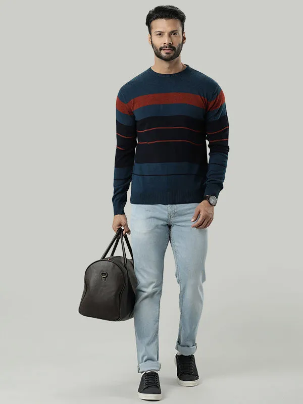 Men Striped Full Sleeve Crew Neck Sweater