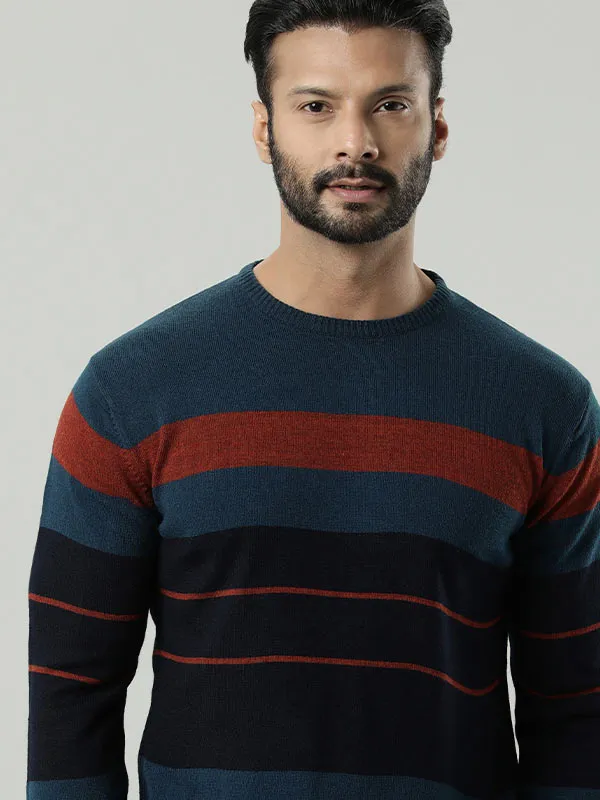 Men Striped Full Sleeve Crew Neck Sweater