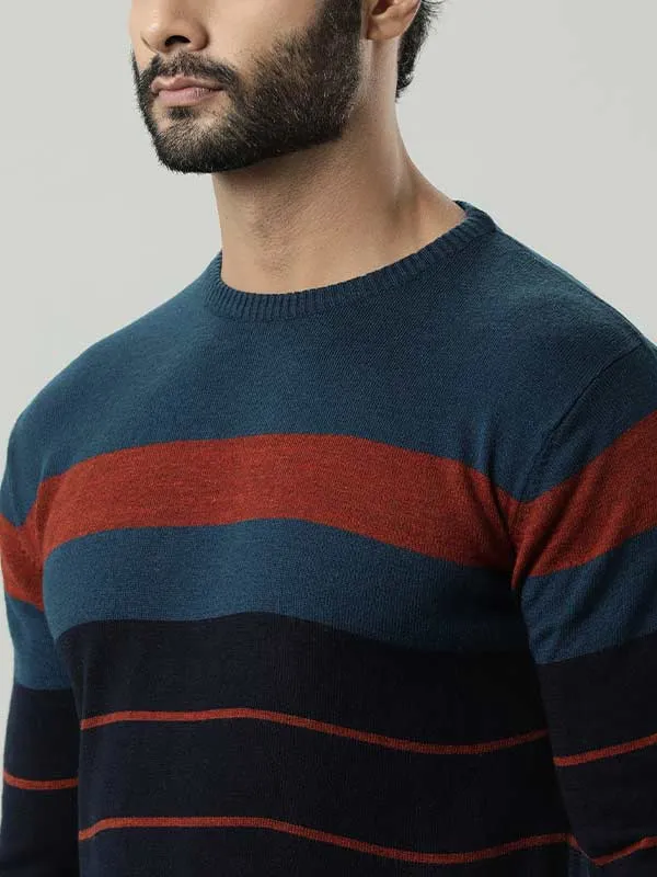 Men Striped Full Sleeve Crew Neck Sweater