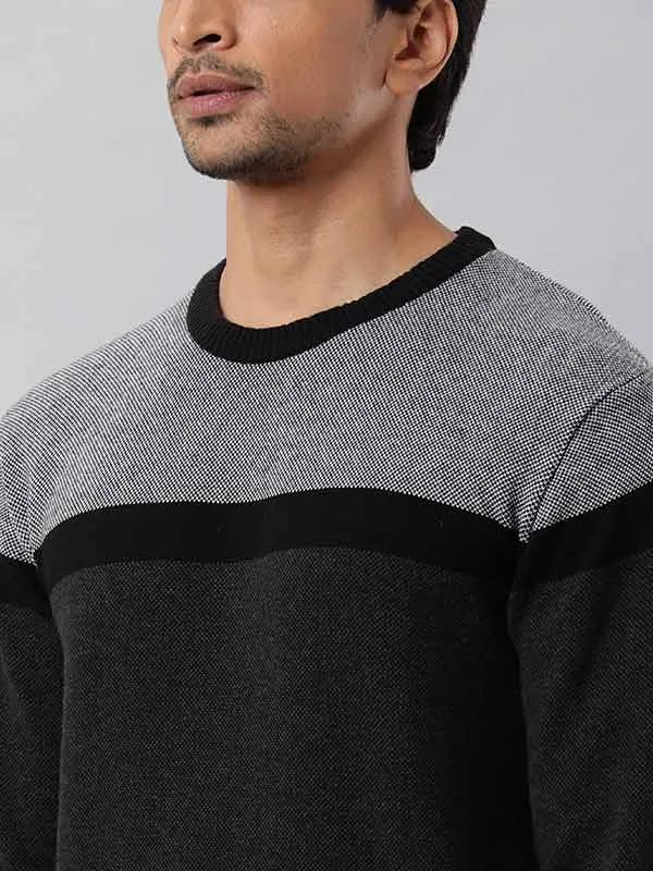Men Striped Full Sleeve Crew Neck Sweater