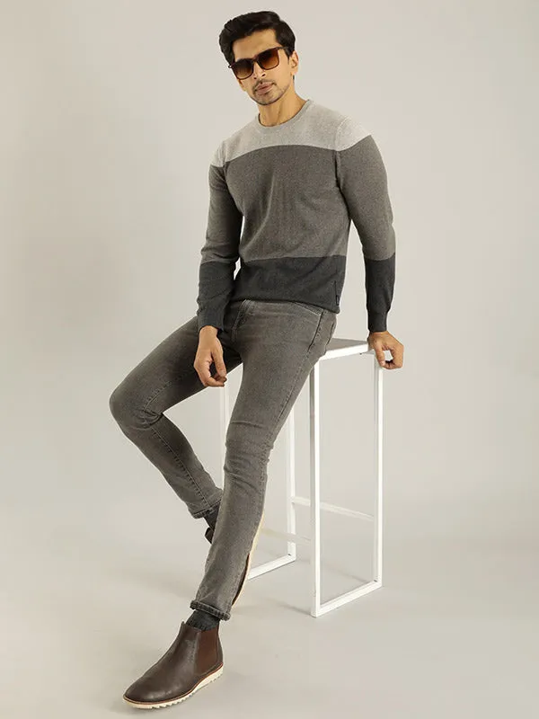 Men Striped Full Sleeve Crew Neck Sweater