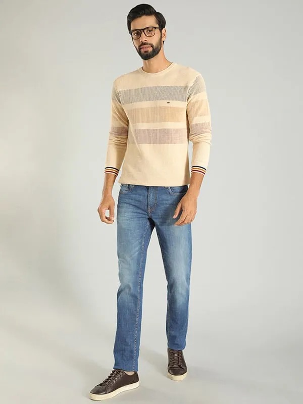 Men Striped Full Sleeve Crew Neck Sweater