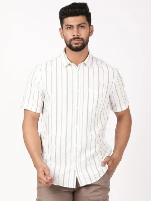 Men Striped Half Sleeve Cotton Blend Shirt