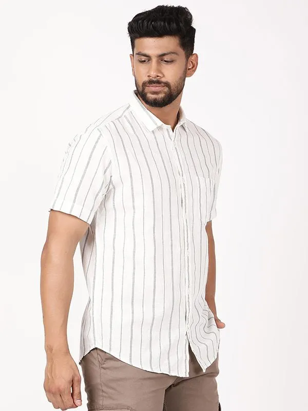 Men Striped Half Sleeve Cotton Blend Shirt