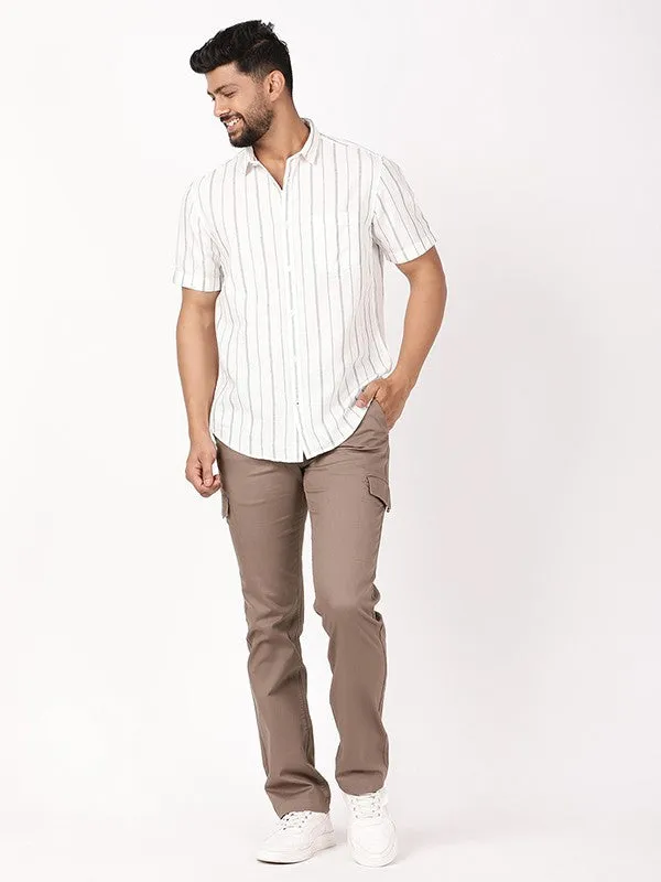 Men Striped Half Sleeve Cotton Blend Shirt