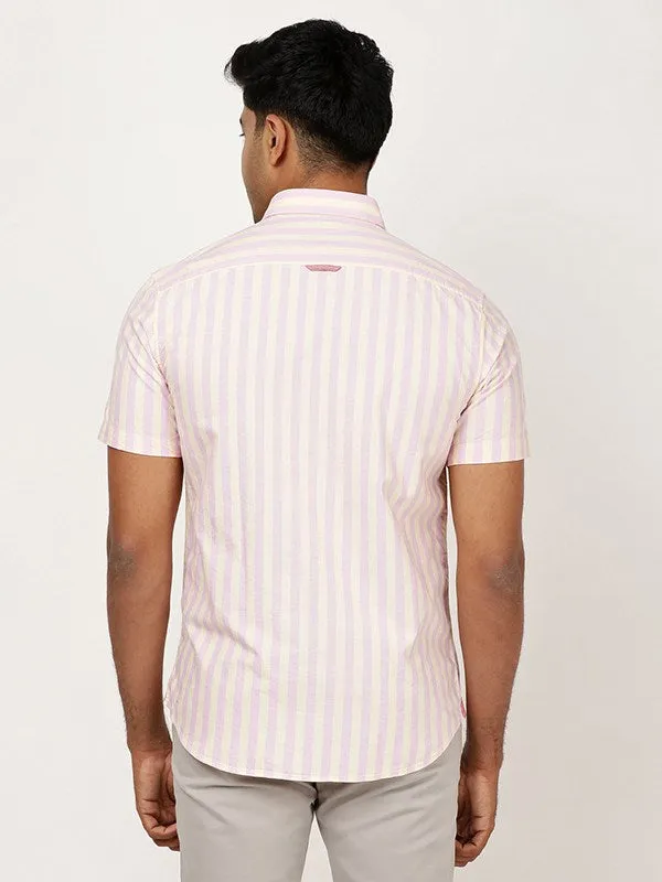 Men Striped Half Sleeve Cotton Shirt