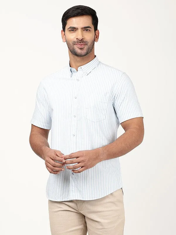Men Striped Half Sleeve Cotton Shirt