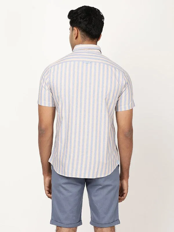 Men Striped Half Sleeve Cotton Shirt