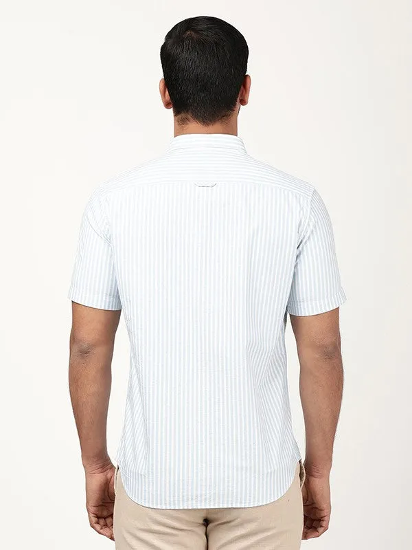 Men Striped Half Sleeve Cotton Shirt