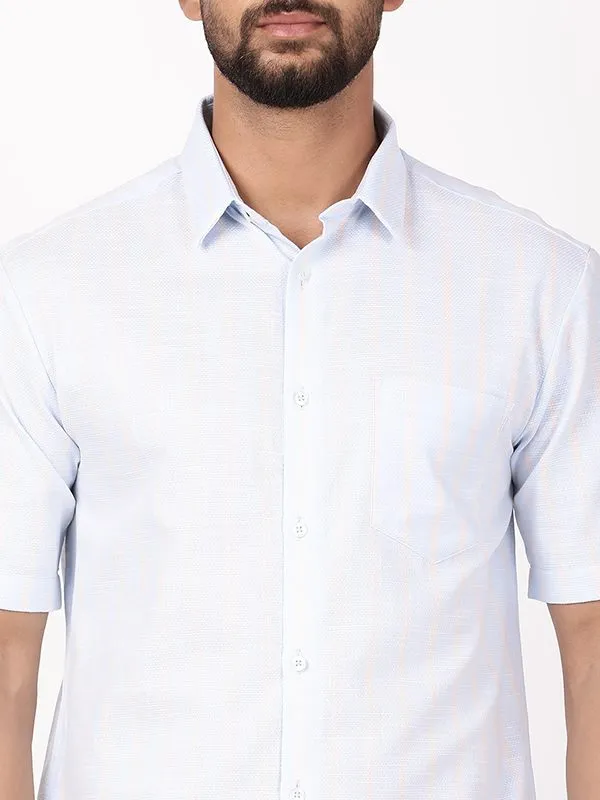 Men Striped Half Sleeve Cotton Shirt