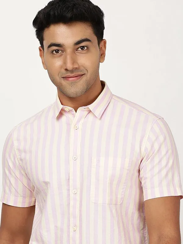 Men Striped Half Sleeve Cotton Shirt