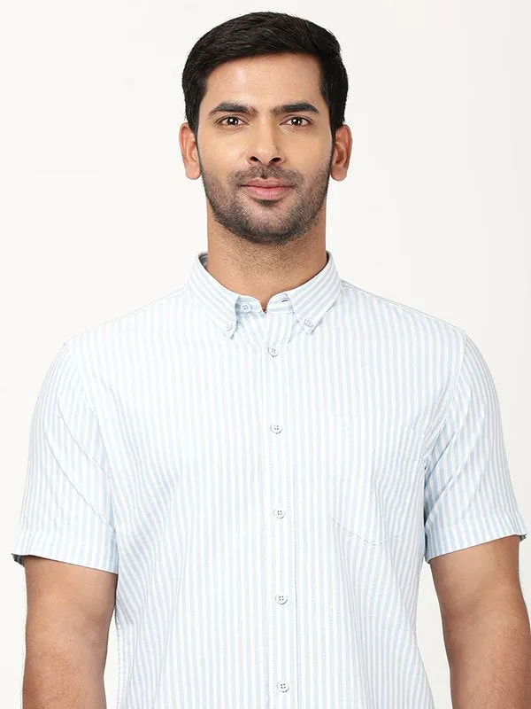 Men Striped Half Sleeve Cotton Shirt