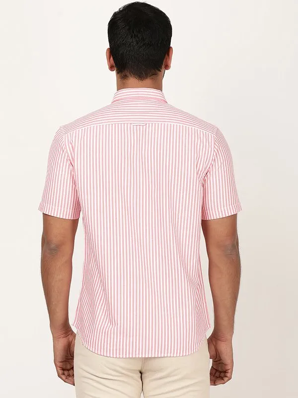 Men Striped Half Sleeve Cotton Shirt