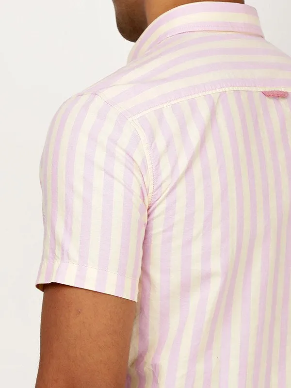 Men Striped Half Sleeve Cotton Shirt
