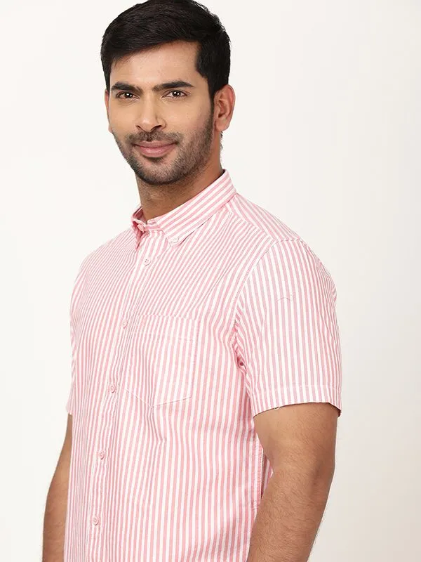 Men Striped Half Sleeve Cotton Shirt