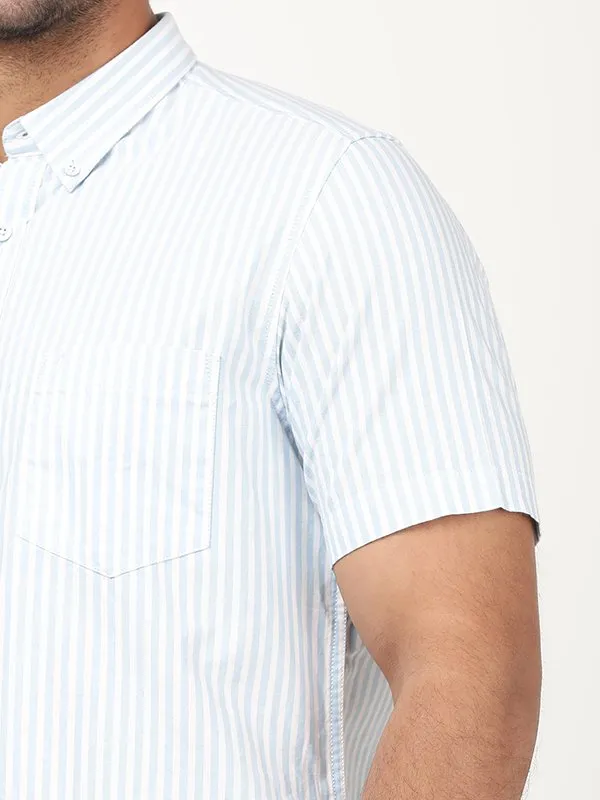 Men Striped Half Sleeve Cotton Shirt