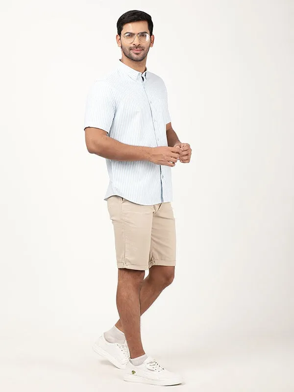 Men Striped Half Sleeve Cotton Shirt
