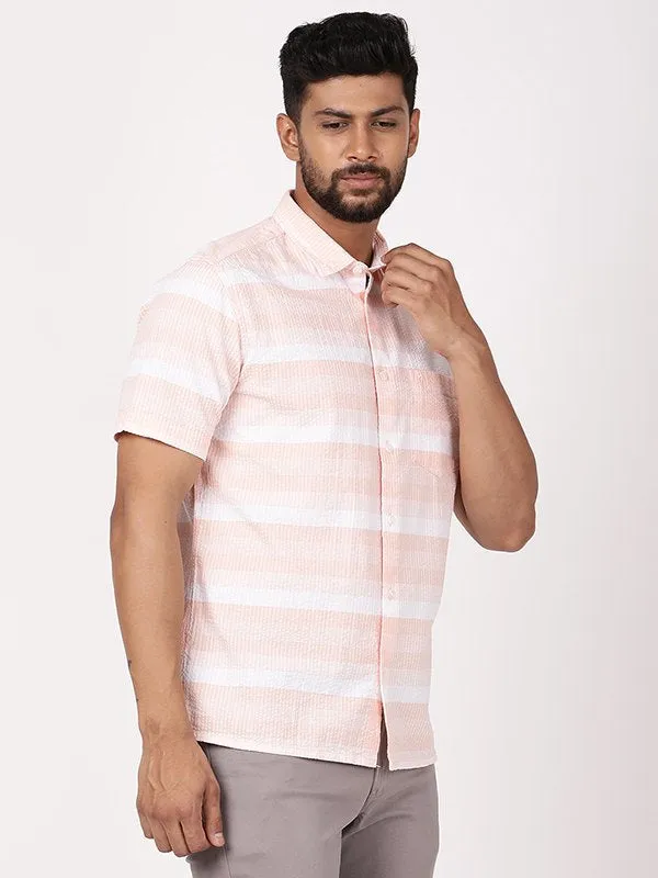 Men Striped Half Sleeve Cotton Shirt