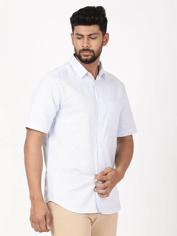 Men Striped Half Sleeve Cotton Shirt