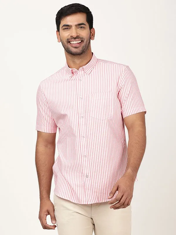 Men Striped Half Sleeve Cotton Shirt