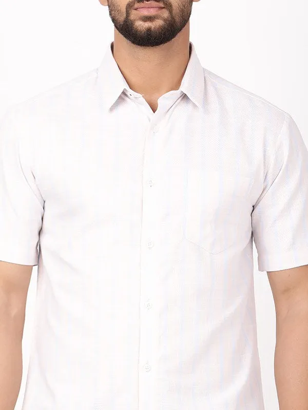 Men Striped Half Sleeve Cotton Shirt