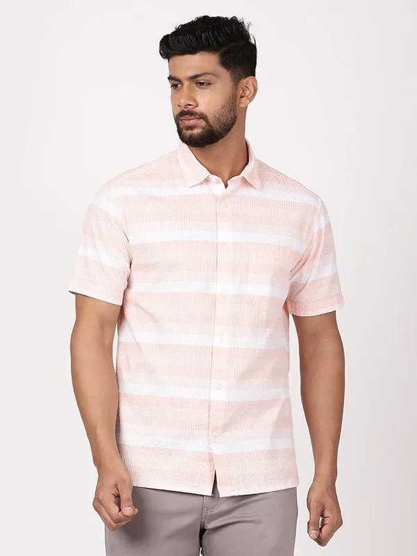 Men Striped Half Sleeve Cotton Shirt