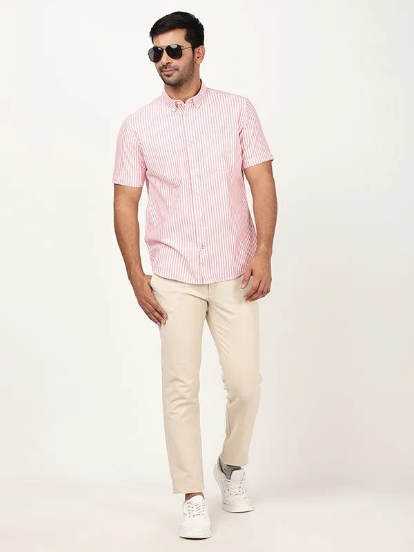 Men Striped Half Sleeve Cotton Shirt