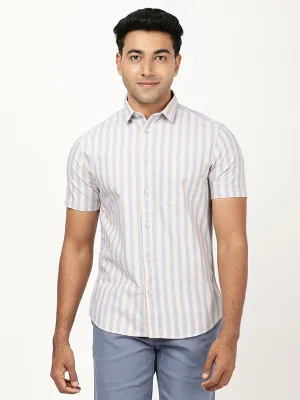 Men Striped Half Sleeve Cotton Shirt