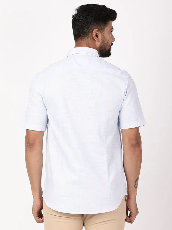 Men Striped Half Sleeve Cotton Shirt