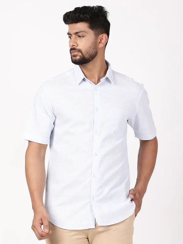 Men Striped Half Sleeve Cotton Shirt