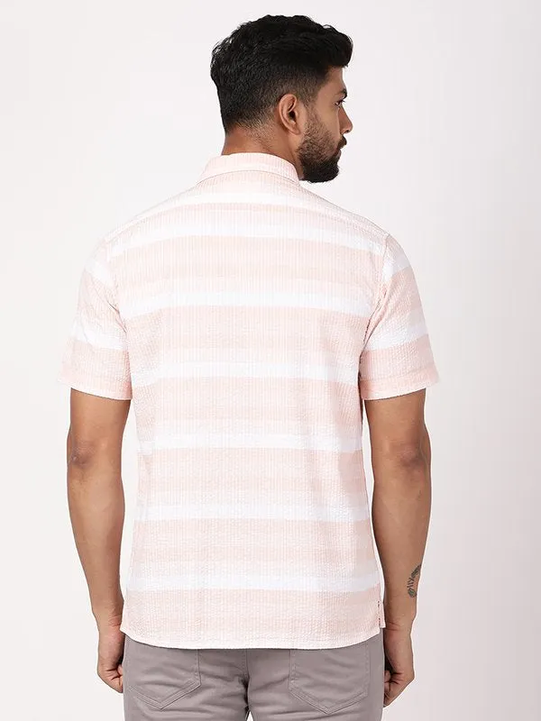 Men Striped Half Sleeve Cotton Shirt