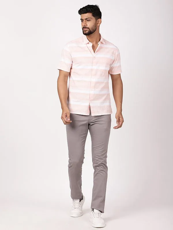 Men Striped Half Sleeve Cotton Shirt