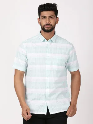 Men Striped Half Sleeve Cotton Shirt