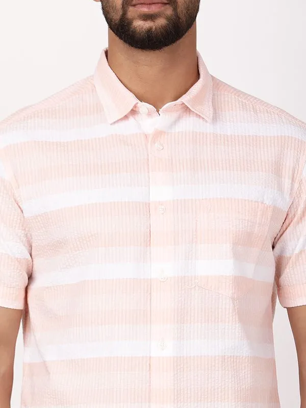 Men Striped Half Sleeve Cotton Shirt