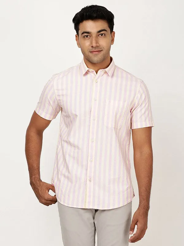 Men Striped Half Sleeve Cotton Shirt