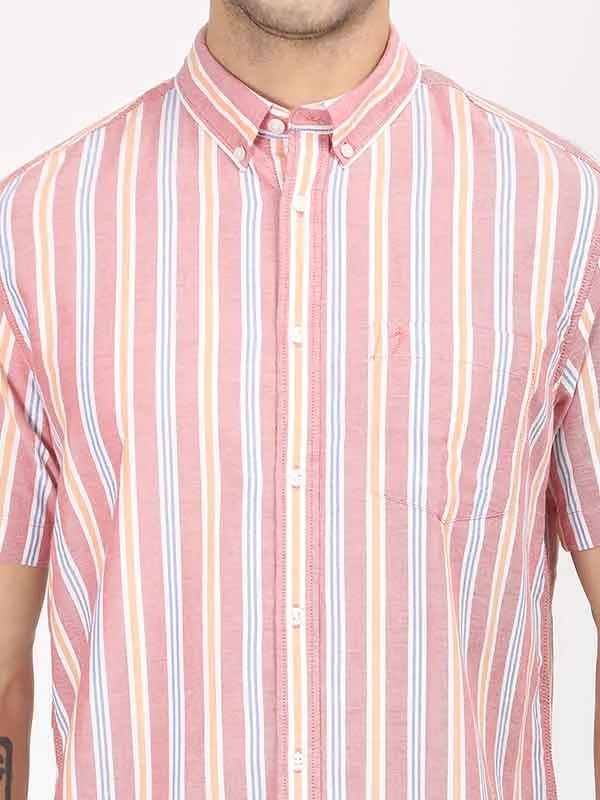 Men Stripes Half Sleeve Cotton Shirt