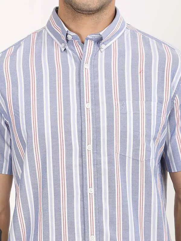 Men Stripes Half Sleeve Cotton Shirt
