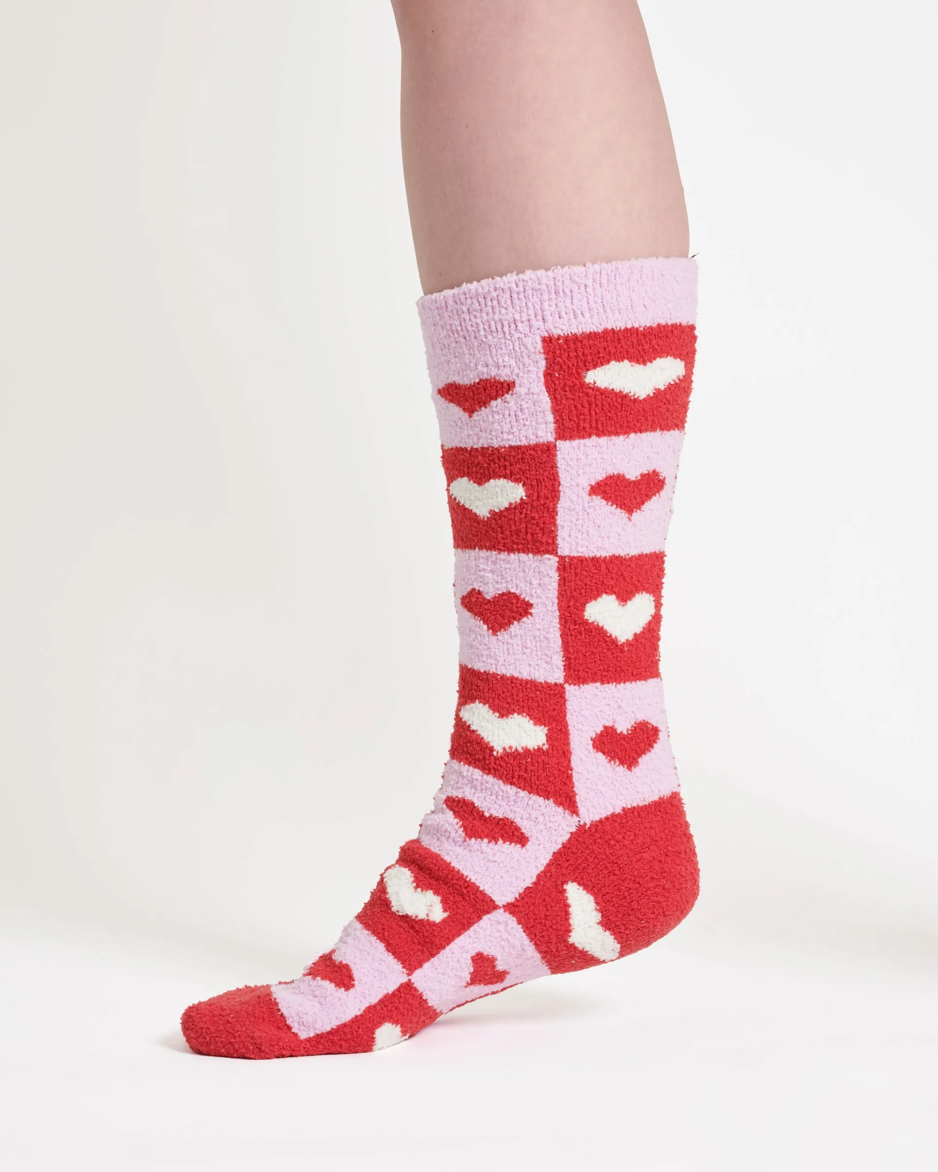 Mono Heart Recycled Polyester Socks - Multi Pink