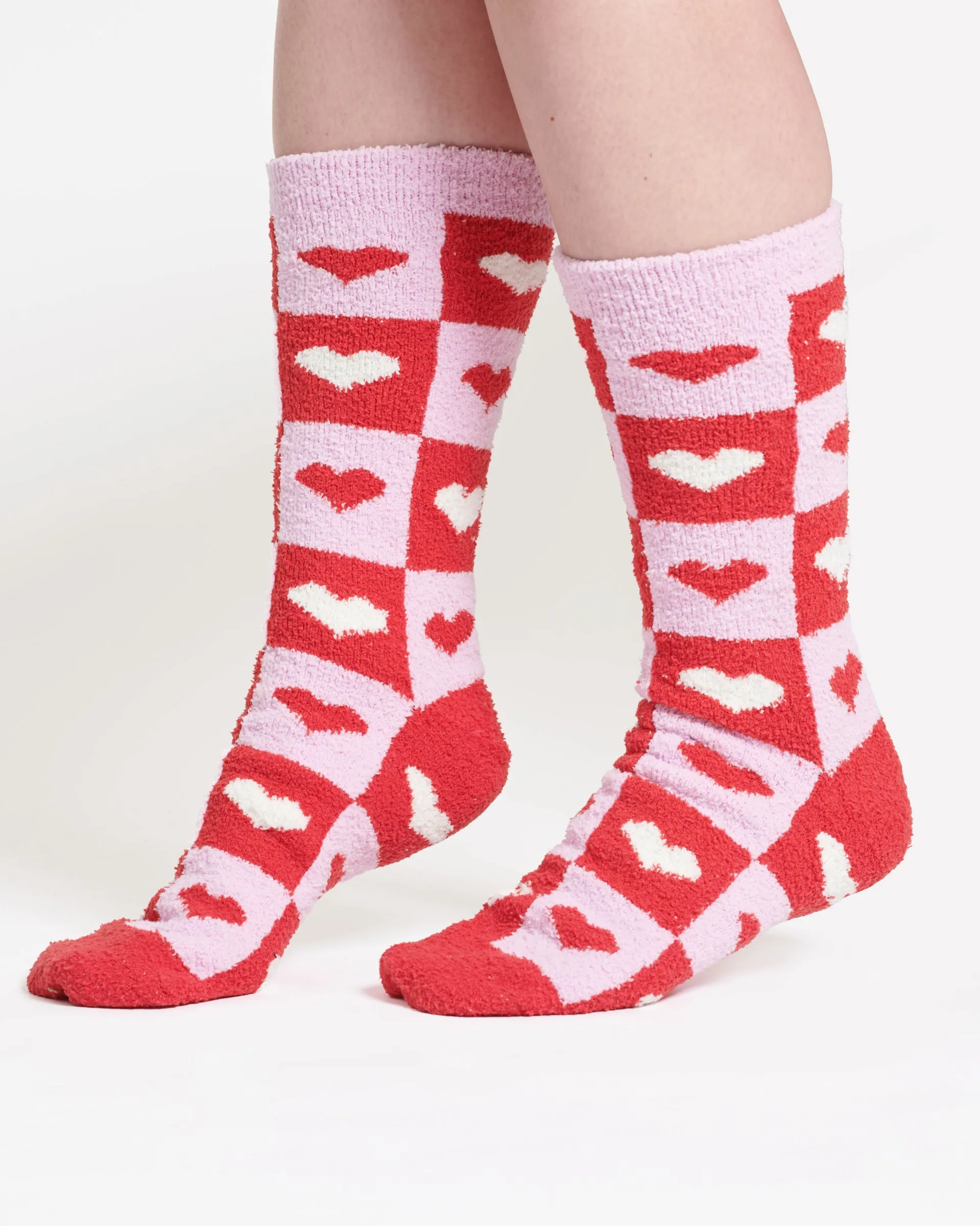 Mono Heart Recycled Polyester Socks - Multi Pink