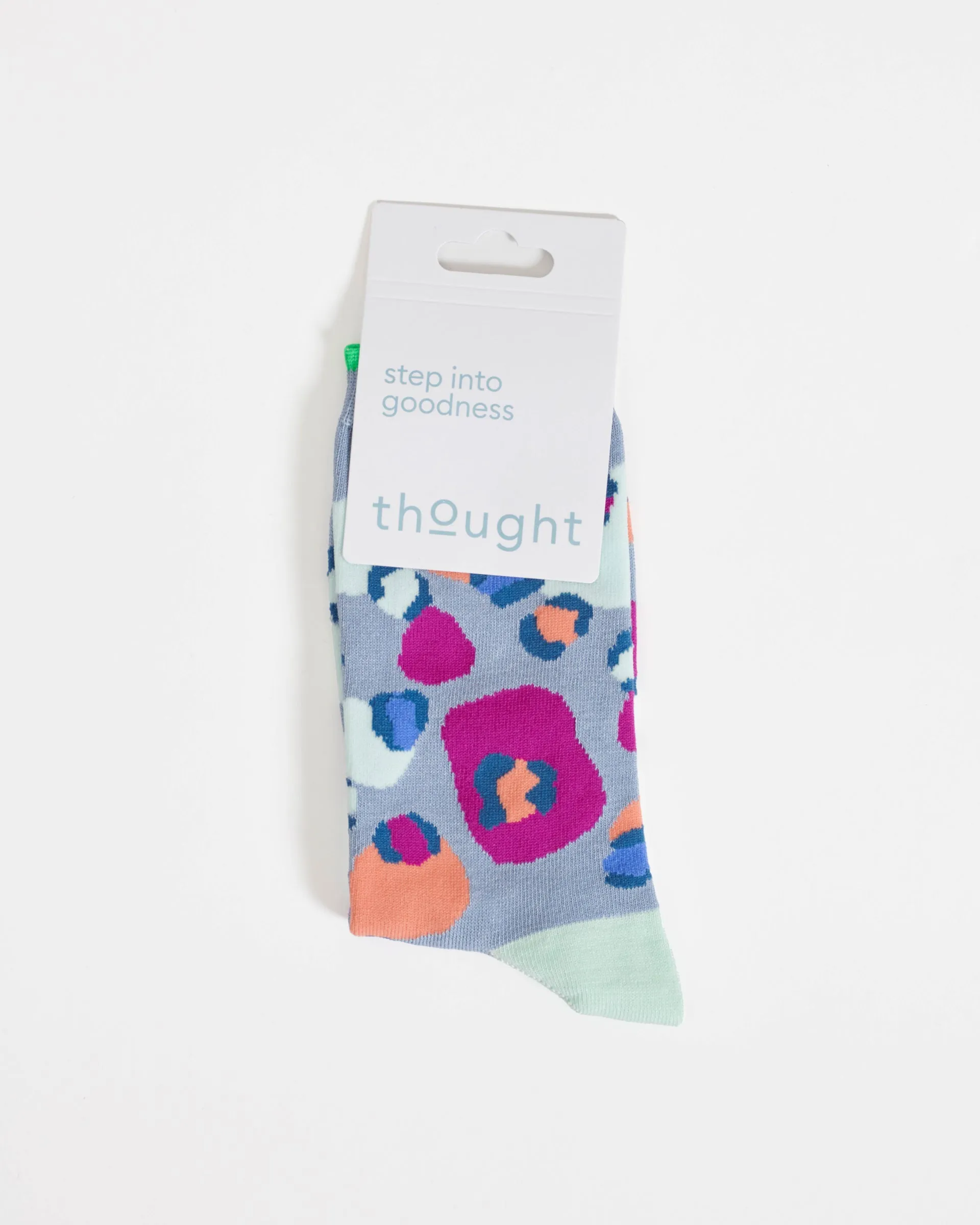 Multi Leopard Print Organic Cotton Socks - Light Blue