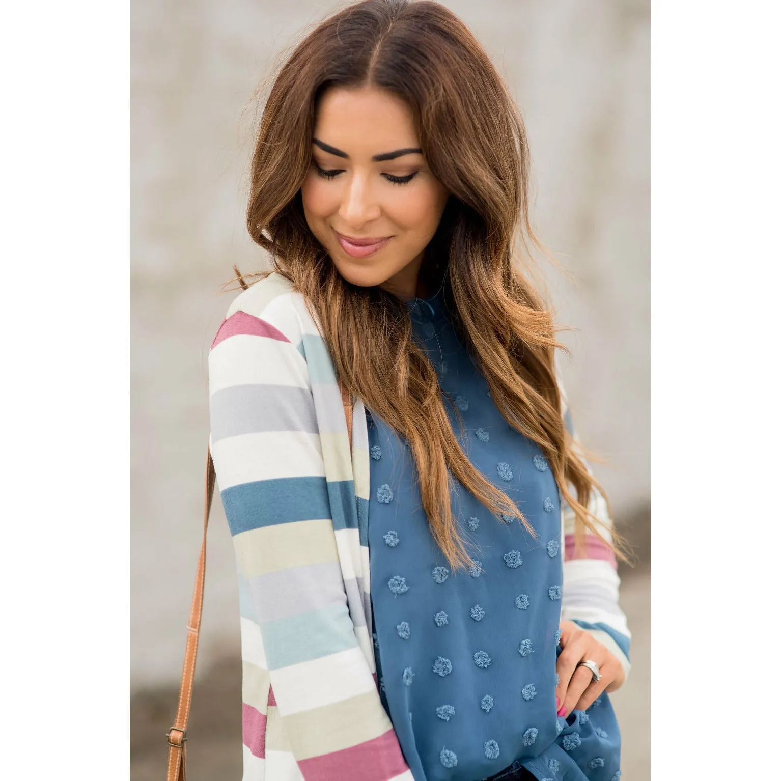 Muted Striped Tunic Cardigan
